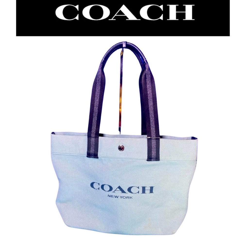 COACH Canvas Tote, Blue. EUC